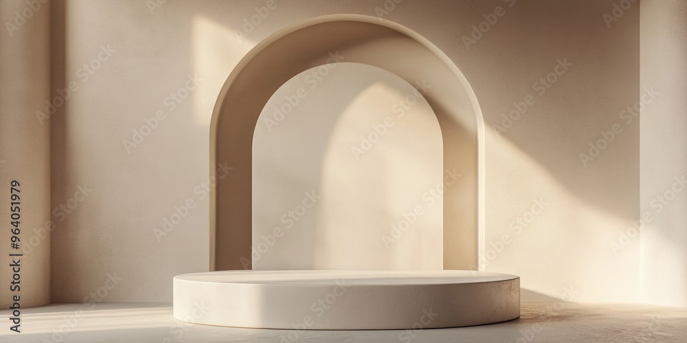Poster minimalist 3d illustration featuring an abstract podium stage designed for product display