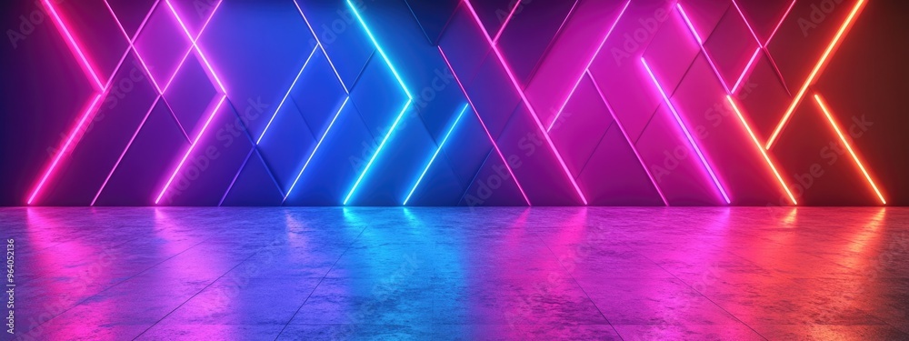 Aufkleber abstract geometric wall design in interior 3d rendering