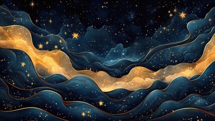 Stars in Art Nouveau style with elegant curves, ornate detailing, and sophisticated celestial patterns.