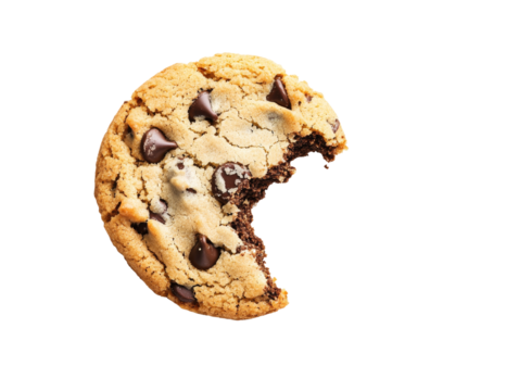 Cookie with a bite taken out of it, cut out transparent