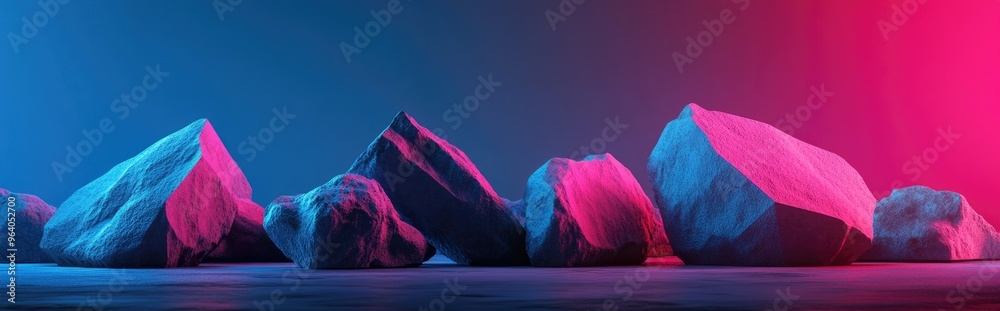 Aufkleber geometric background featuring pink colored stone and rock shapes ideal for product display in 3d re