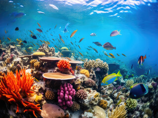 Obraz premium Breathtaking Underwater Coral Reef Ecosystem Diversity