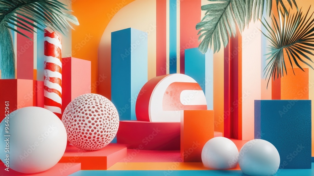 Aufkleber stunning backdrop featuring geometric shapes in a 3d illustration and rendering