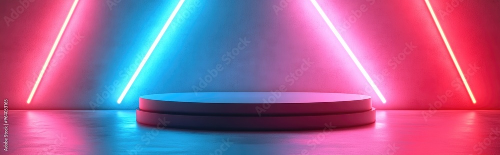 Poster geometric podium rendered in 3d with a white background