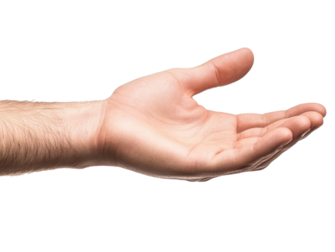 Open hand reaching out for help or support, cut out transparent