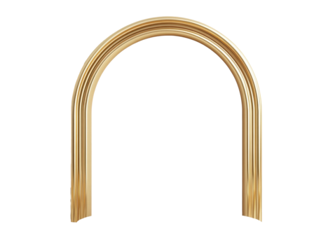 Elegant golden arch design for modern interiors, cut out transparent
