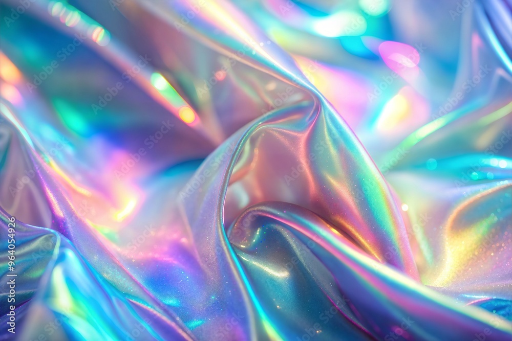 Canvas Prints vibrant and iridescent abstract art with colorful light reflections in fluid drapery shapes