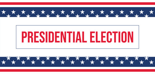 USA 2024 Presidential Election background with American flag colors design. Election event banner, card, poster, template, voting communication, background. Vote day, November 5. Vector illustration.