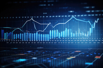 Naklejka premium Dynamic Stock Market Data Visualization in Blue Hues