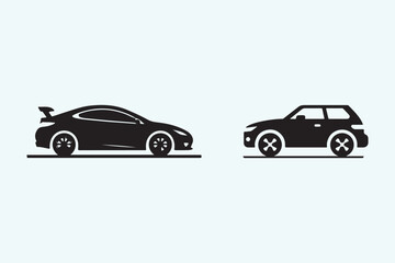 Silhouette vector car set.