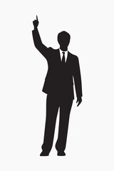 Obraz premium Silhouette businessman pointing upward