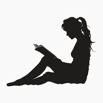 recommend clip art: Silhouette woman reading book