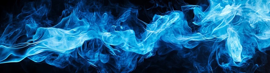 Obraz premium Mystical Blue Smoke Wave Against a Dark Background