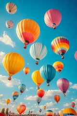 Obraz premium Colorful balloons in the sky during a summer festival, Summer Celebration