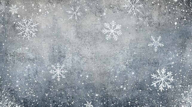 Enchanting winter background featuring subtle flying snowflakes and stars on a grey canvas Elegant silver snowflake overlay design Vertical illustration for seasonal themes
