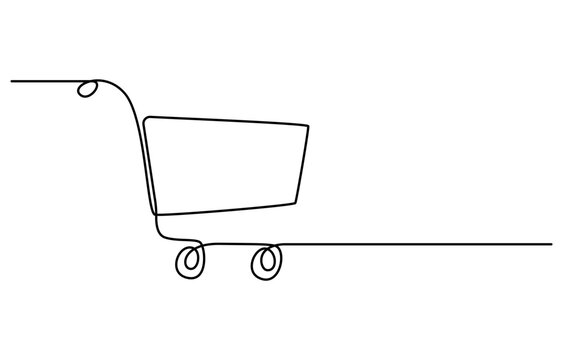recommend clip art: Shopping cart continuous one art line drawing. Online shopping in store. Trolley shopping cart business concept, Single continuous line drawing of a shopping cart