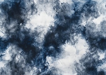 Obraz premium Gray Tie Dye Batik with Pastel Brush Strokes Black Graphic Dye on White Texture Vintage Modern Style with Blue and Gray Watercolor Ink and Silk Paper Finish