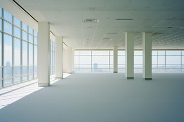 Obraz premium Bright Empty Office Space with Large Windows
