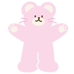 Pink teddy bear ready to hug for cartoon character, greeting card, comic, mascot, animal, zoo, souvenir shop, cute patch, brooch, shirt print, kid doll, toy, sticker, love sign, standee, expression