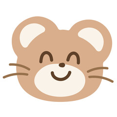 Smiling teddy bear for cartoon character, comic, mascot, animal, zoo, souvenir shop, happy emoji, cute patches, brooch, pin, shirt print, kid doll, toy, bear sticker, expression, bear face shape, icon