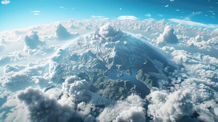 Mountain Peak Emerging Through Clouds