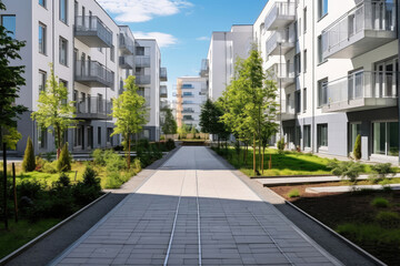Obraz premium Modern Residential Apartment Buildings on Sunny Day