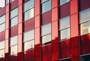 Modern Red Building Facade at Sunset