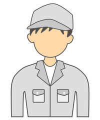 作業服と帽子姿の男性作業員の顔無しイラスト素材