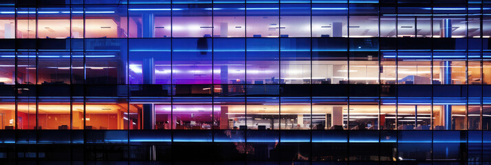 Illuminated Office Building Facade After Hours