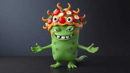 Fototapeta premium The Cheesy Delight: The Pizza Monster with Pizza Slice Arms