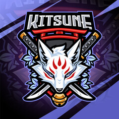 Obraz premium Kitsune head esport mascot logo design