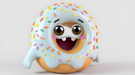 Obraz premium Sweet and Friendly: The Donut Monster with Sprinkle Hair