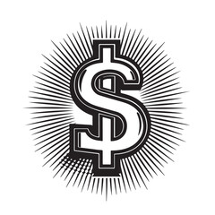 Black and white dollar sign. Dollar symbol vector on white