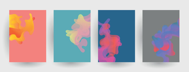 Modern abstract covers set, Modern colorful wave liquid flow poster. Cool gradient shapes composition, vector covers design.	