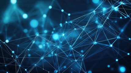 Obraz premium Abstract blue technology background with connection lines and dots