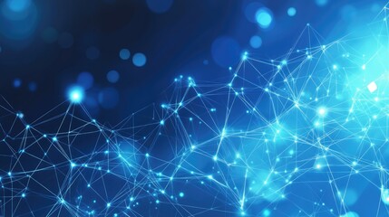 Abstract blue technology background with connection lines and dots