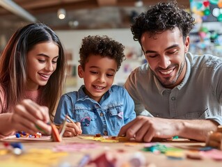 Fototapeta premium parent and children playing with toys