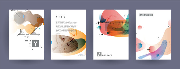 Fototapeta premium Modern abstract covers set, Modern colorful wave liquid flow poster. Cool gradient shapes composition, vector covers design. 