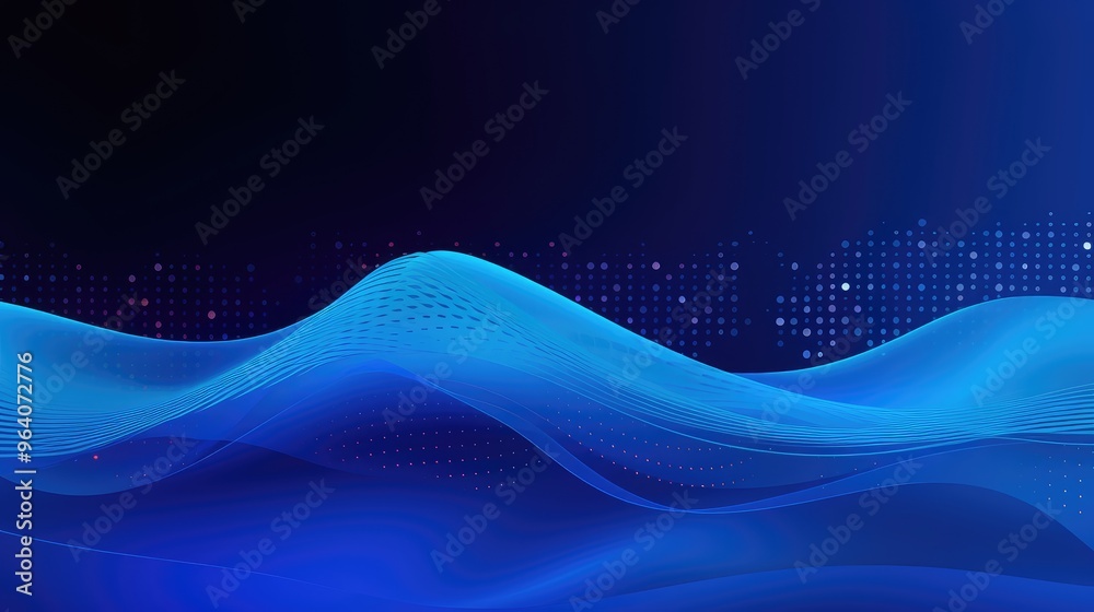 Canvas Prints Abstract Blue Waves on Digital Background