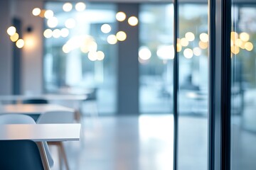 Modern Cafe Interior with Soft Lighting and Minimalist Design