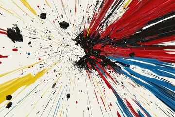 Colorful abstract explosion of paint splatters and blots