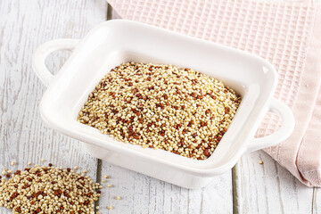 Raw dry quinoa cereal grain