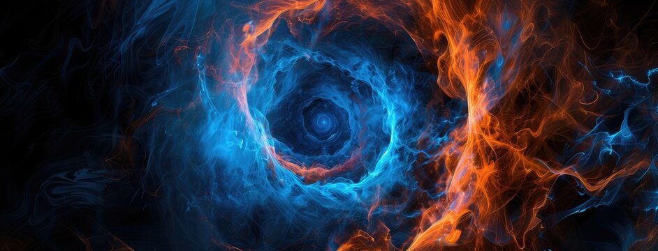 Fiery and Icy Swirl Abstract Background