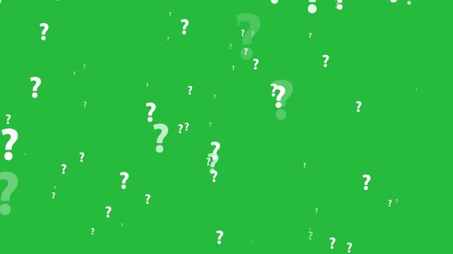 Question marks Animation moving on alpha channel green screen background. 