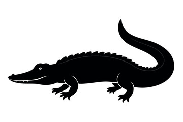 Fototapeta premium Crocodile silhouette vector illustration. 