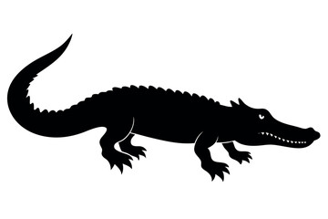 Naklejka premium Crocodile silhouette vector illustration. 