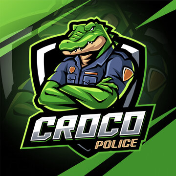 Crocodile police esport mascot logo design