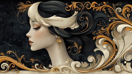 Art Nouveau style club with flowing lines and ornate designs.