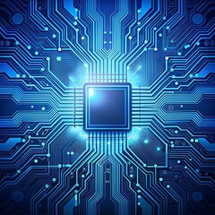 Abastract AI circuit board background. Technology connected blue lines with electronics elements on tech bg. Computer motherboard with a chip, processor, Ai Generated