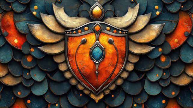 Textured pattern style shield with layered textures and rich depth.